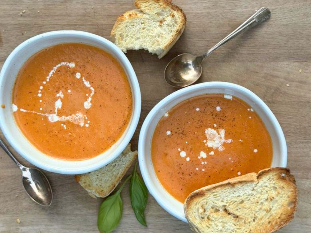 Heirloom Tomato & Smoked Cheddar Soup from The Deliciously Cheesy Cookbook