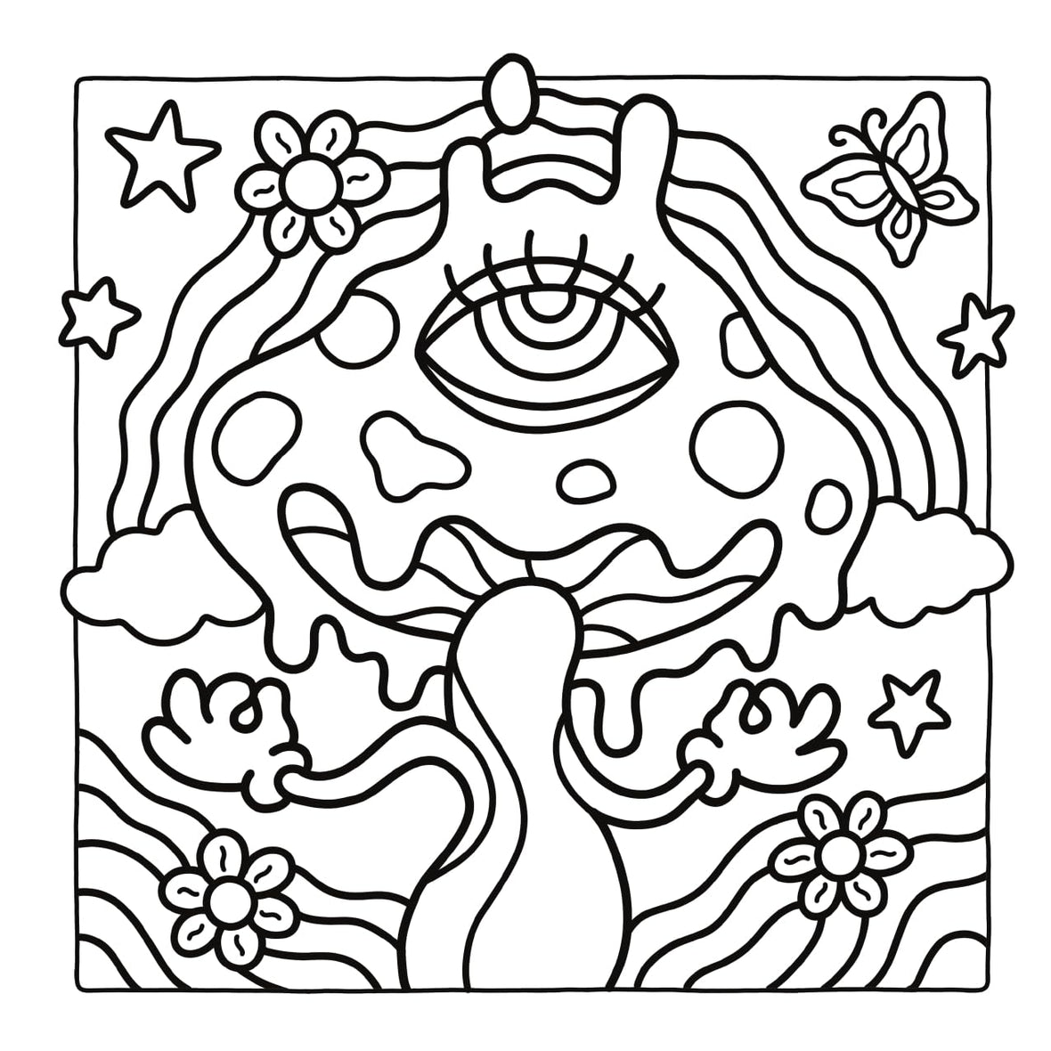 Trippy & Groovy: Bold and Easy Coloring Book