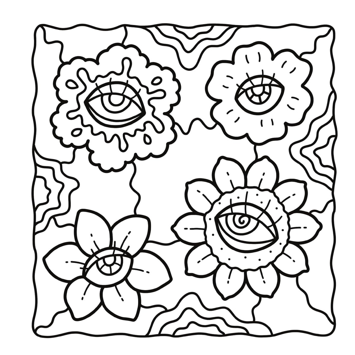 Trippy & Groovy: Bold and Easy Coloring Book