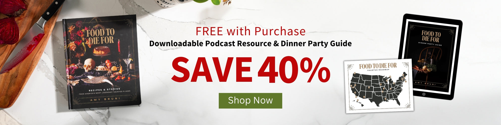 Food to Die For cookbook: Save 40%. Free with purchase — downloadable podcast resource and dinner party guide. Shop Now.