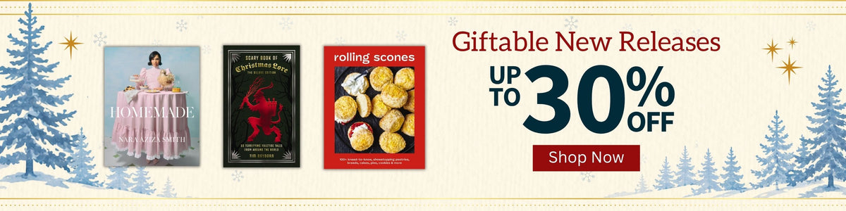 Giftable New Releases, up to 30% off, featuring Homemade, Scary Book of Christmas Lore, and Rolling Scones. Shop now.